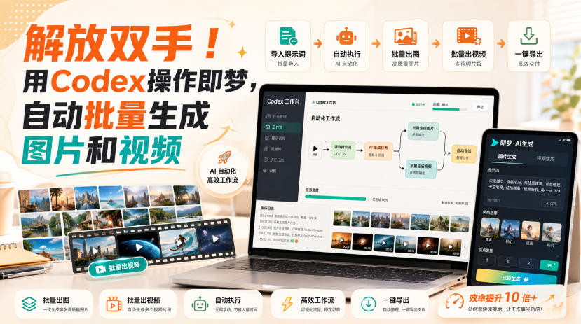 解放双手!用Codex操作即梦,自动批量生成图片和视频-副业网