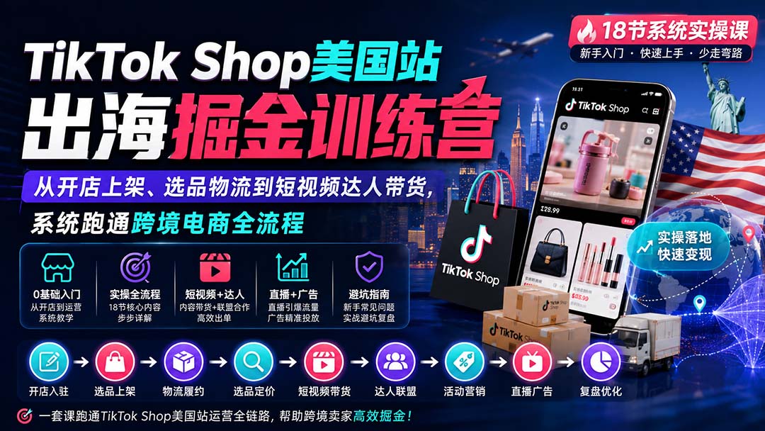 图片[2]-TikTok Shop美国站出海掘金训练营：从开店上架、选品物流到短视频达人带货，系统跑通跨境电商全流程-副业网