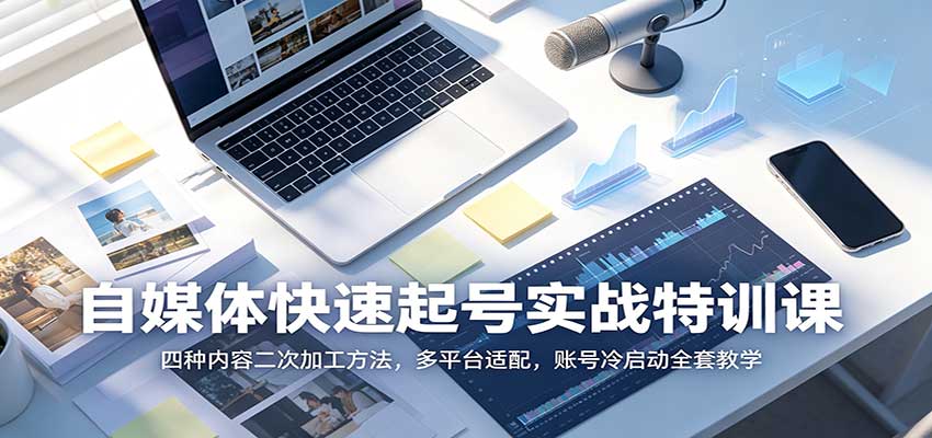自媒体快速起号实战特训课:四种内容二次加工方法,多平台适配,账号冷启动全套教学-副业网