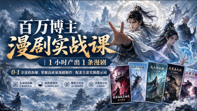 百万博主漫剧实战课|1小时产出1条漫剧,0‑1全流程拆解,掌握高质量漫剧制作,配套全套实操提示词-副业网