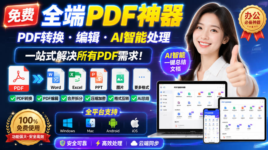 免费全端PDF神器,PDF转换·编辑·AI智能处理,一站式解决所有PDF需求!-副业网