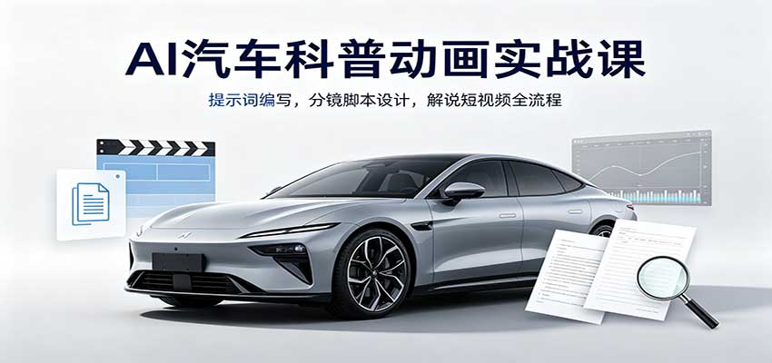 AI汽车科普动画实战课:提示词编写,分镜脚本设计,解说短视频全流程-副业网