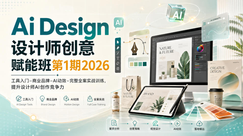 Ai Design设计师创意赋能班第1期2026|工具入门‑商业品牌‑AI动效‑完整全案实战训练,提升设计师AI创作竞争力-副业网