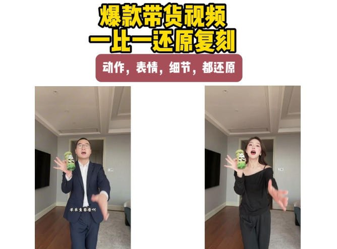 AI带货视频复刻,一比一还原加二创,动作,表情,细节,都还原,新手也能直接套用-副业网