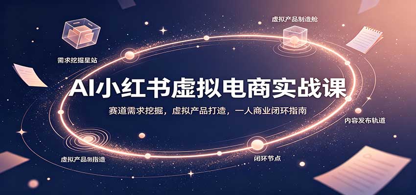 AI小红书虚拟电商实战课:赛道需求挖掘,虚拟产品打造,一人商业闭环指南-副业网