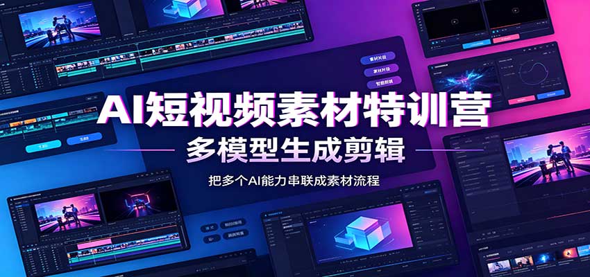 AI短视频素材特训营:Codex本地部署实操,多模型生成剪辑,爆量素材挖掘教学-副业网