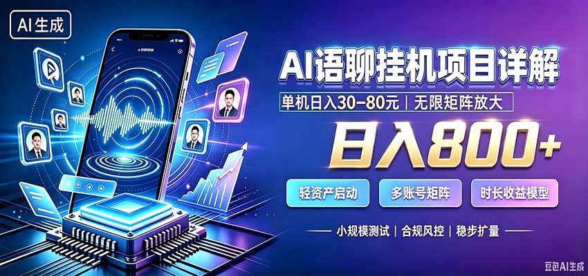 AI语聊挂机,日入800+,适用个人副业,工作室矩阵操作-副业网