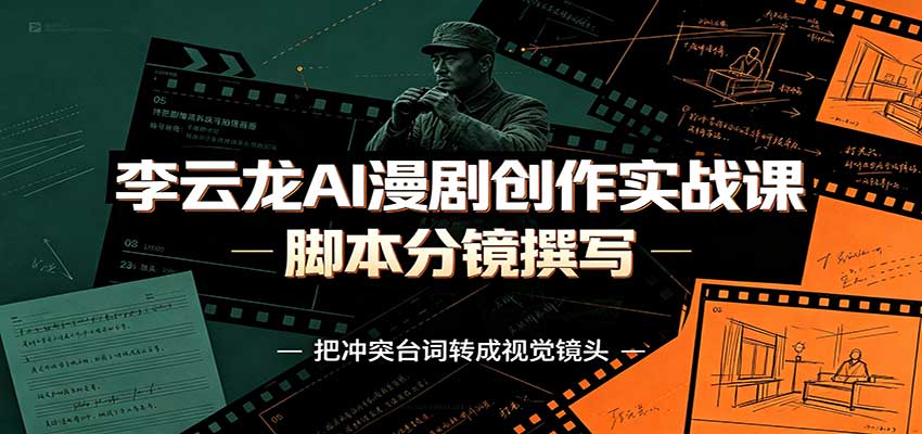 李云龙AI漫剧创作实战课:角色人设还原,脚本分镜撰写,AI漫剧成片完整制作教学-副业网