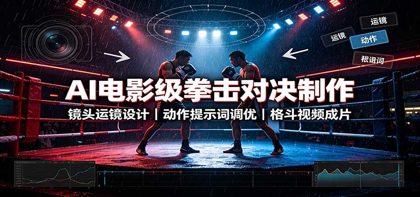 AI电影级拳击对决制作:镜头运镜设计,动作提示词调优,格斗视频成片-副业网