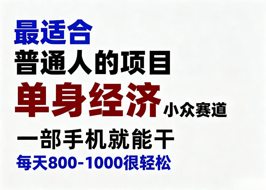 身经济小众赛道,一部手机就能干,每天搞个800-1000很轻松,最适合普通人的项目【揭秘】-副业网