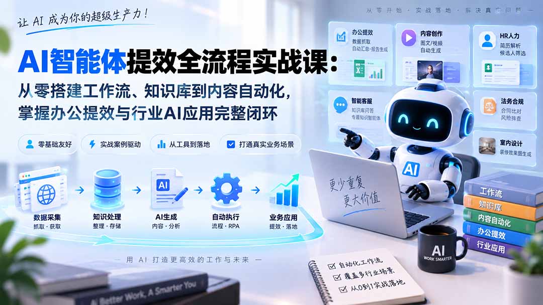图片[2]-AI智能体提效全流程实战课：从零搭建工作流、知识库到内容自动化，掌握办公提效与行业AI应用完整闭环-副业网