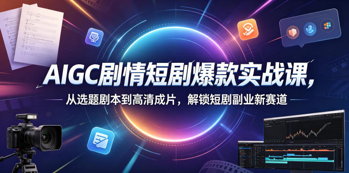 AIGC剧情短剧爆款实战课,从选题剧本到高清成片,解锁短剧副业新赛道(更新0906)-副业网