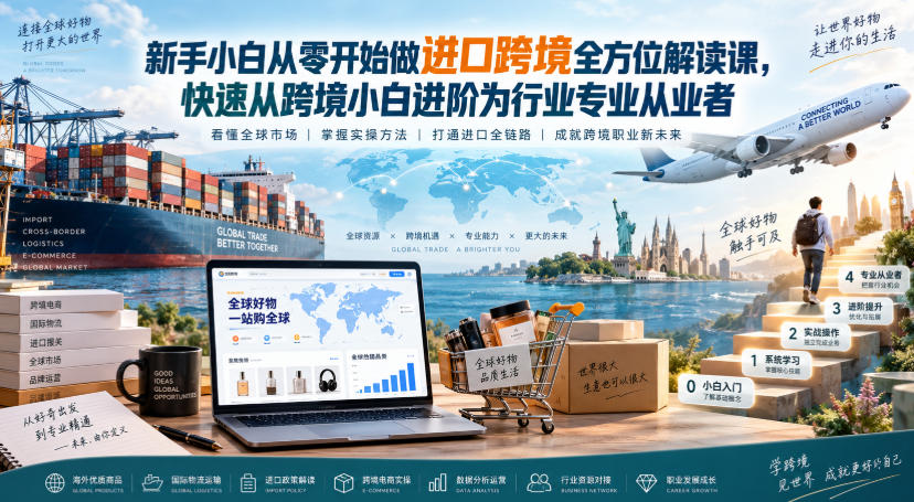 新手小白从零开始做进口跨境全方位解读课,快速从跨境小白进阶为行业专业从业者-副业网
