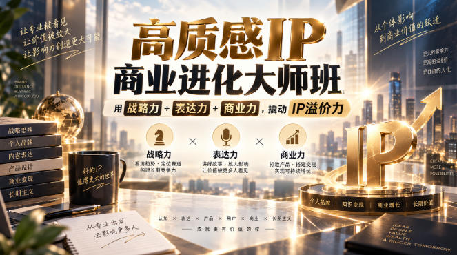 高质感IP商业进化大师班,用战略力+表达力+商业力,撬动IP溢价力-副业网