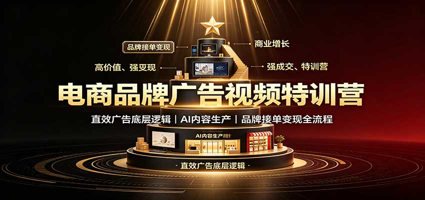 电商品牌广告视频特训:直效广告底层逻辑,AI内容生产,品牌接单变现全流程-副业网