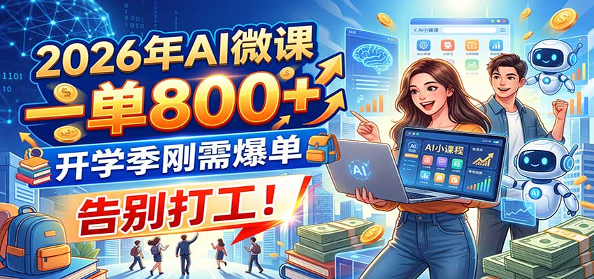 2026年AI微课,一单800+,开学季刚需爆单,告别打工!-副业网