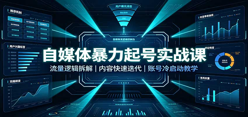 自媒体暴力起号实战课:流量逻辑拆解,内容快速迭代,账号冷启动教学-副业网