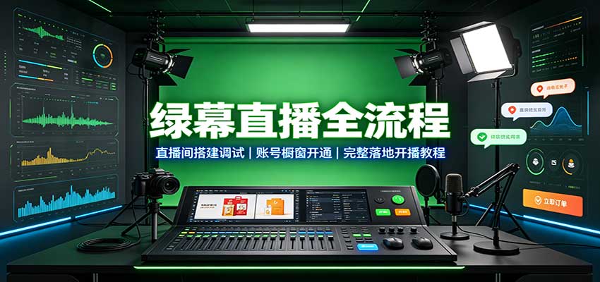 绿幕直播全流程:直播间搭建调试,账号橱窗开通,完整落地开播教程-副业网
