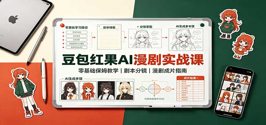 豆包红果AI漫剧实战课:零基础保姆教学,剧本分镜,漫剧成片指南-副业网