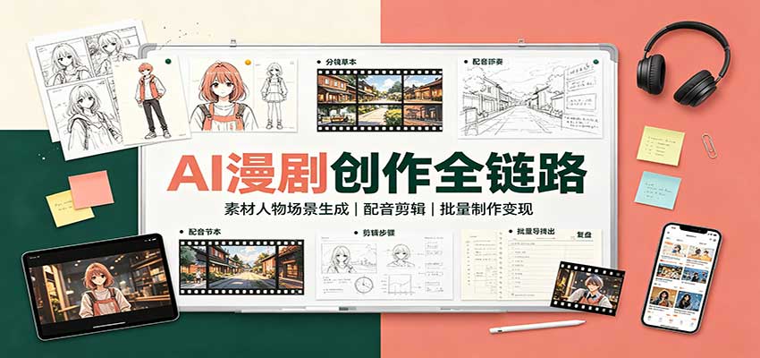 AI漫剧创作全链路:素材人物场景生成,配音剪辑,批量制作变现-副业网