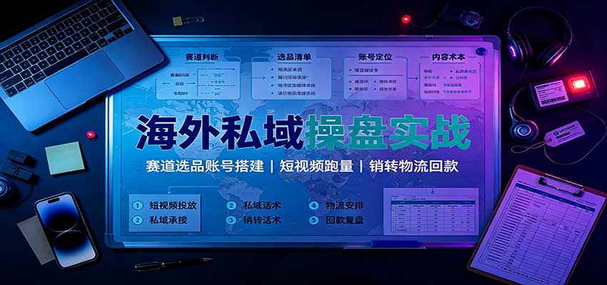 海外私域操盘实战:赛道选品账号搭建,短视频跑量,销转物流回款-副业网