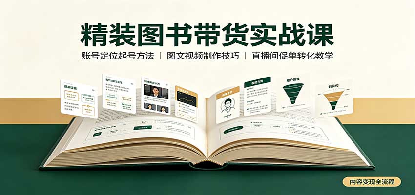 精装图书带货实战课:账号定位起号方法,图文视频制作,促单转化教学-副业网