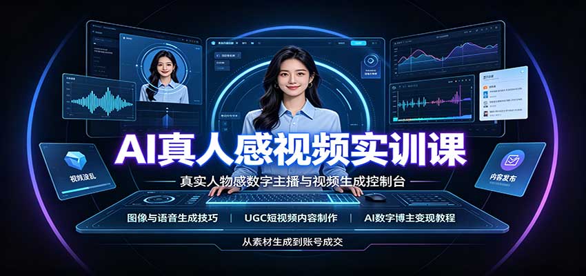AI真人感视频实训课:图像语音生成,UGC内容制作,AI数字博主变现教程-副业网
