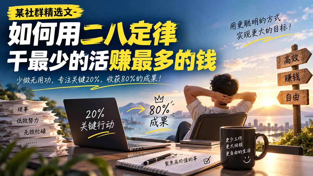 图片[2]-某社群精选文-如何用二八定律干最少的活赚最多的钱-副业网