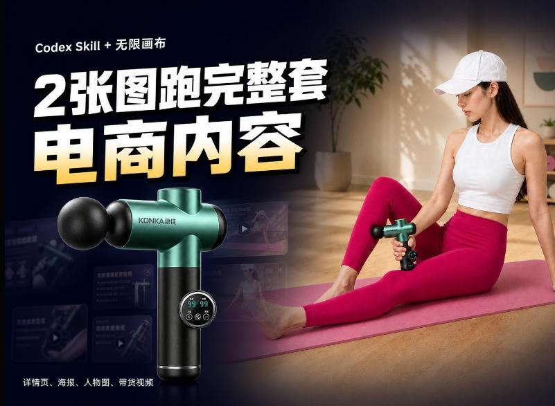 Codex+Skill+无限画布:两张图跑出一整套电商内容-副业网