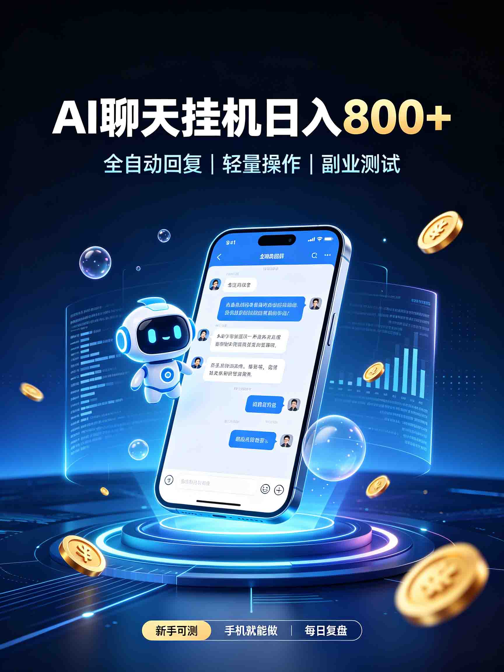 AI聊天挂机,日入800+,适用个人副业,工作室矩阵操作-副业网