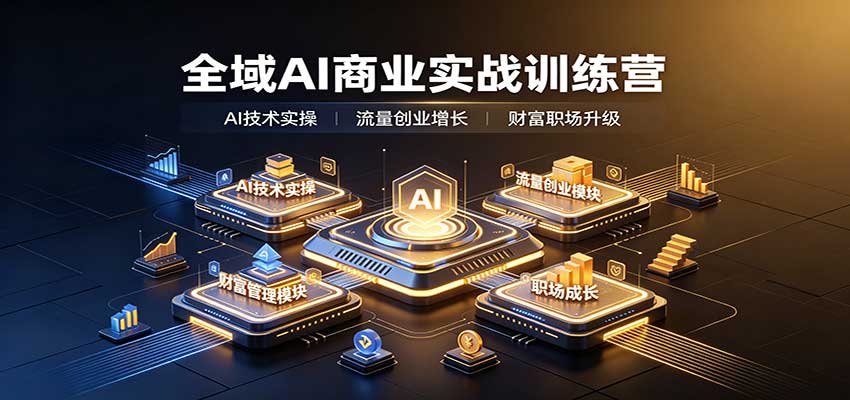 全域AI商业实战训练营:涵盖AI技术实操、流量创业、财富管理与职场成长全体系内容-副业网