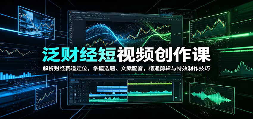泛财经短视频创作课:解析财经赛道定位,掌握选题、文案配音,精通剪辑与特效制作技巧-副业网