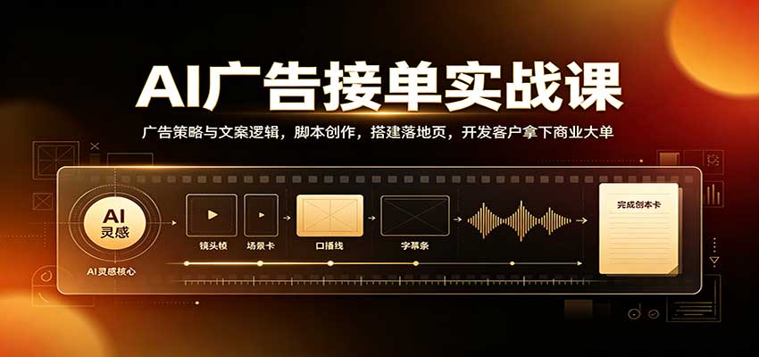 AI广告接单实战:广告策略与文案逻辑,脚本创作,搭建落地页,开发客户拿下商业大单-副业网