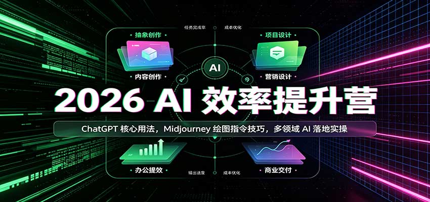 2026 AI效率提升营:ChatGPT核心用法,Midjourney绘图指令技巧,多领域AI落地实操-副业网