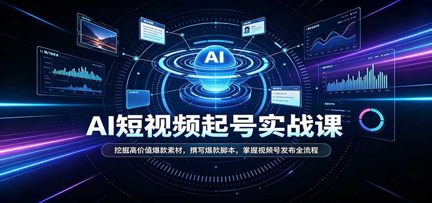 短视频AI起号实战课:挖掘高价值爆款素材,撰写爆款脚本,掌握视频号发布全流程-副业网