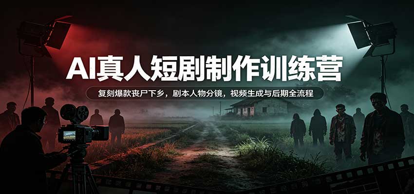 AI真人短剧制作训练营:复刻爆款丧尸下乡,剧本人物分镜,视频生成与后期全流程-副业网