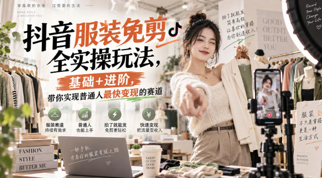 抖音服装免剪全实操玩法,基础+进阶,带你实现普通人最快变现的赛道-副业网