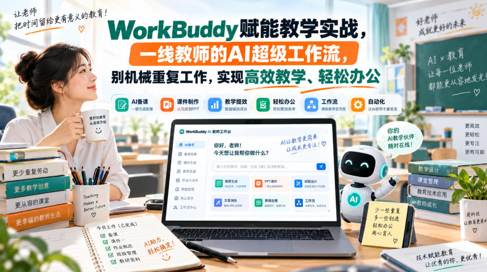 WorkBuddy赋能教学实战,一线教师的AI超级工作流,别机械重复工作,实现高效教学、轻松办公-副业网