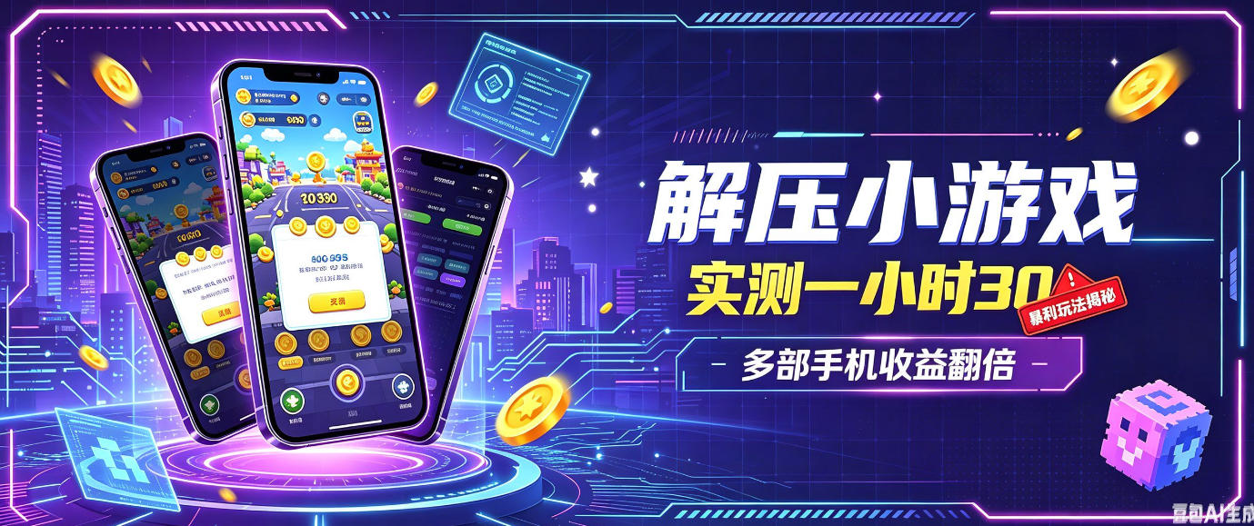 小游戏全流程玩法,实测一小时搞30,简单无脑解压,当天做当天就能看到进账,直接冲就行【揭秘】-副业网