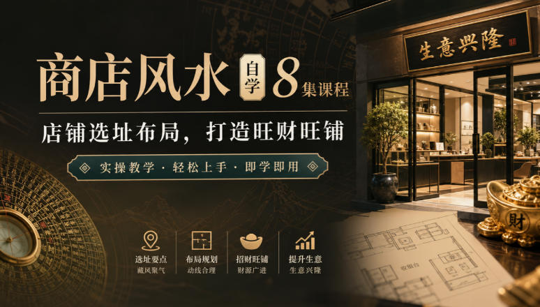 商店风水自学8集课程|店铺选址布局,打造旺财旺铺实操教学-副业网