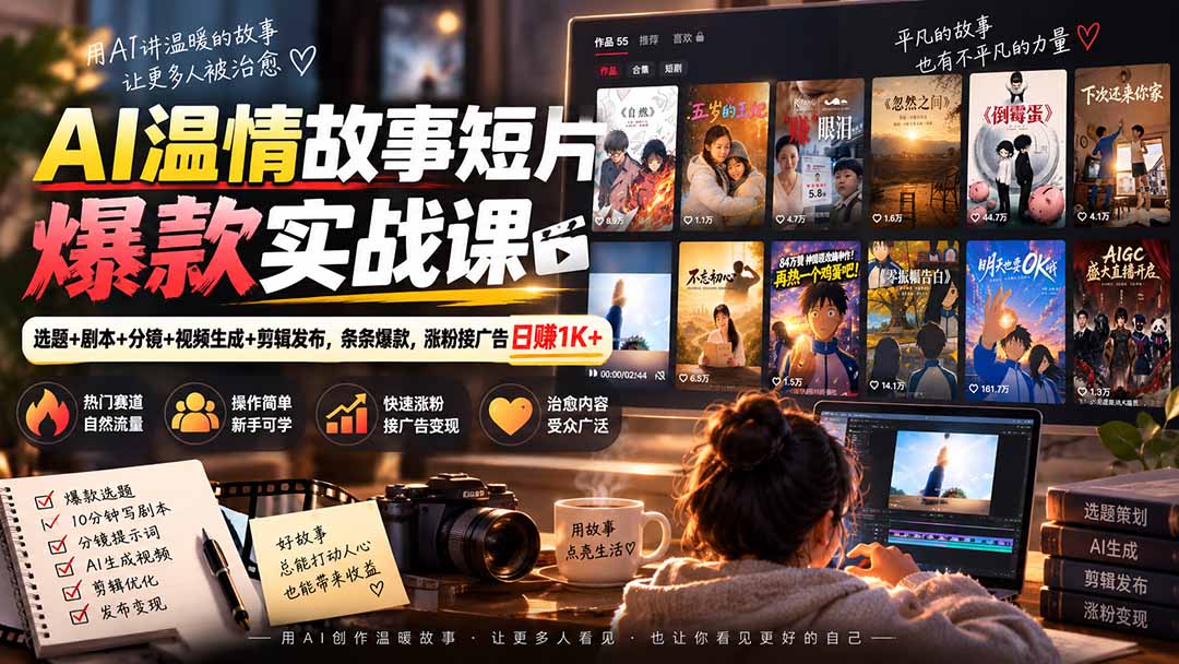 图片[2]-AI温情故事短片爆款实战课-更新｜选题+剧本+分镜+视频生成+剪辑发布，条条爆款，涨粉接广告日赚1K+-副业网