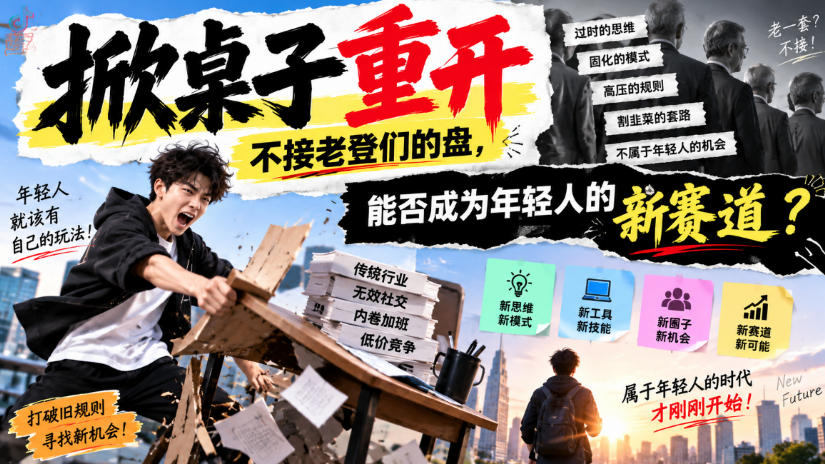 某公众号付费文章:掀桌子重开,不接老登们的盘,能否成为年轻人的新赛道?-副业网