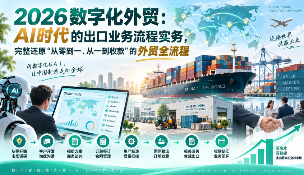 2026数字化外贸:AI时代的出口业务流程实务,完整还原”从零到一、从一到收款”的外贸全流程-副业网