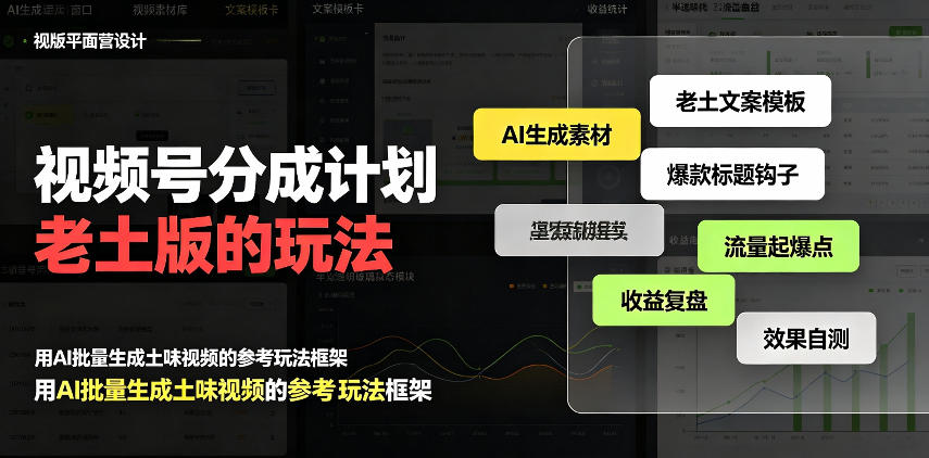 视频号分成计划老土版的玩法,流量爆炸,每天收益300+,纯靠AI生成,越土的玩法,越高级-副业网