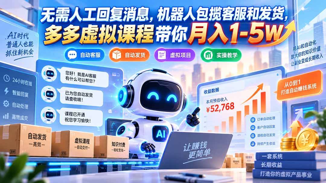图片[2]-无需人工回复消息，机器人包揽客服和发货，多多虚拟课程带你月入1-5W-副业网