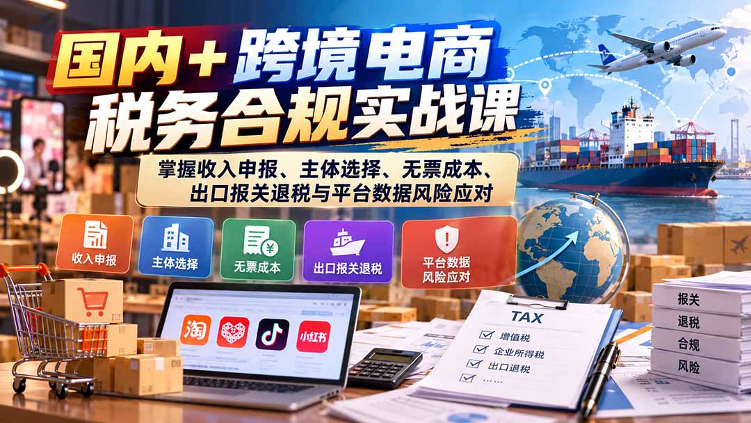 图片[2]-国内+跨境电商税务合规实战课：掌握收入申报、主体选择、无票成本、出口报关退税与平台数据风险应对-副业网