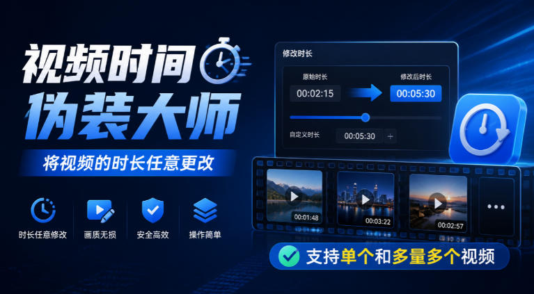 视频时间伪装大师,将视频的时长任意更改,支持单个和多量多个视频-副业网