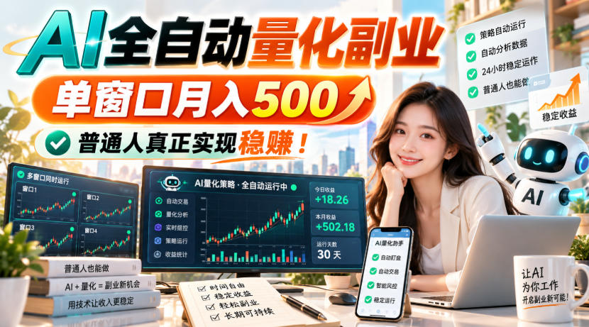 AI全自动量化副业,单窗口月入500,普通人真正实现稳賺!【揭秘】-副业网