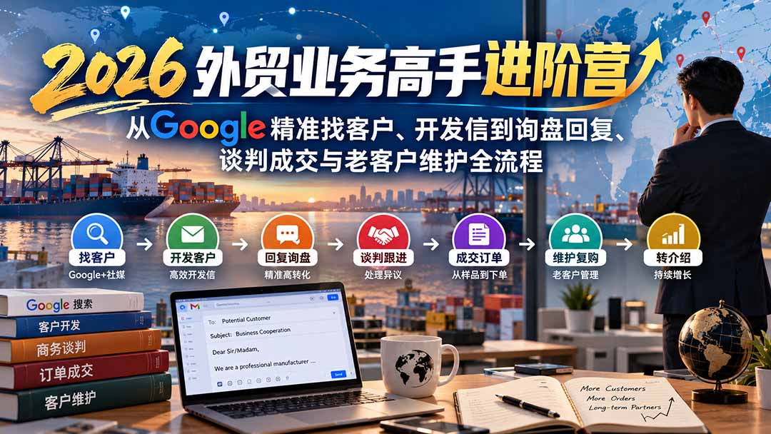 图片[2]-2026外贸业务高手进阶营：从Google精准找客户、开发信到询盘回复、谈判成交与老客户维护全流程-副业网