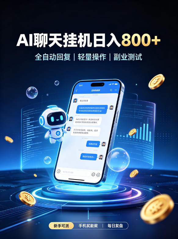 AI聊天挂G项目,日入800➕,全自动操作,适用个人副业,支持工作室矩阵操作【揭秘】-副业网